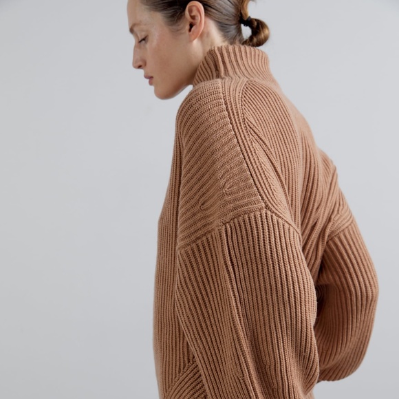 Zara Tan Knit Wool Blend Turtleneck Sweater - Picture 6 of 10